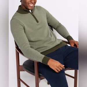 NWOT Hawker Rye Heathered Tuck Stitch 1/4 Zip Sweater Size Medium Green